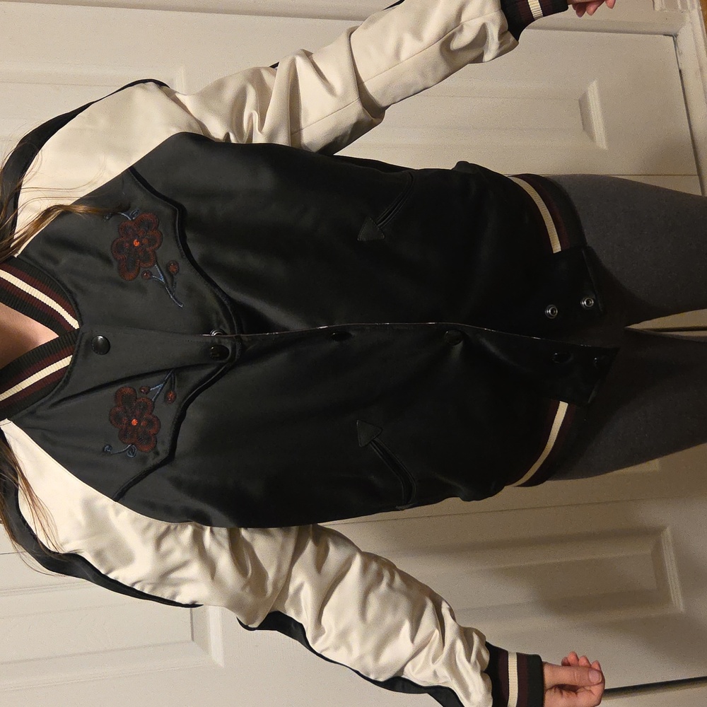 Coach Black and Cream Varsity Jacket
